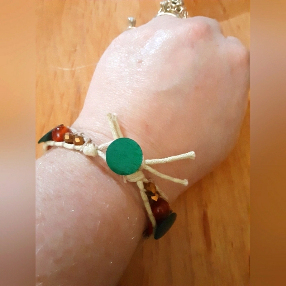 Handmade hemp and gemstone bead bracelet